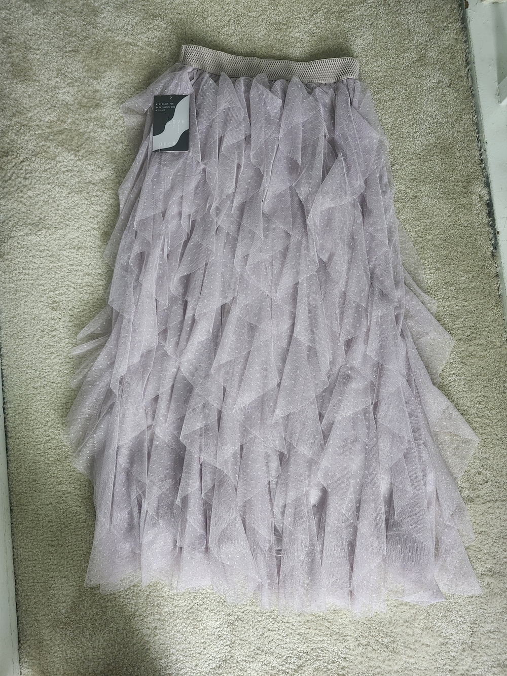 Ethereal Dusty Lilac Ruffled Tulle Maxi Skirt
